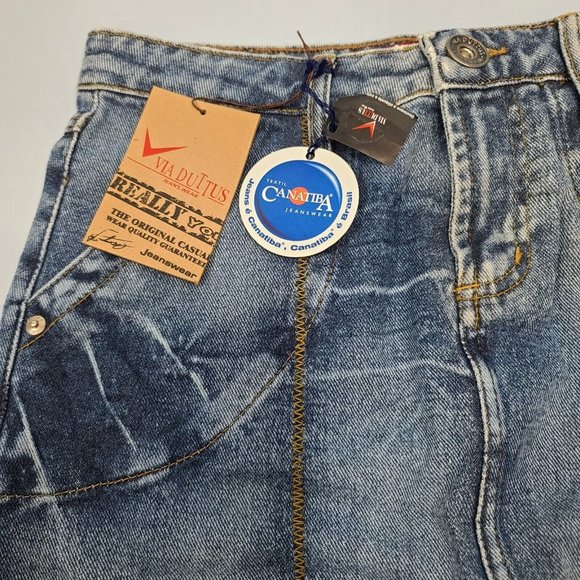 VIA DUTTUS 20" Brazilian Denim Blue Jean Skirt Womens Size 2 NWT - Picture 6 of 11